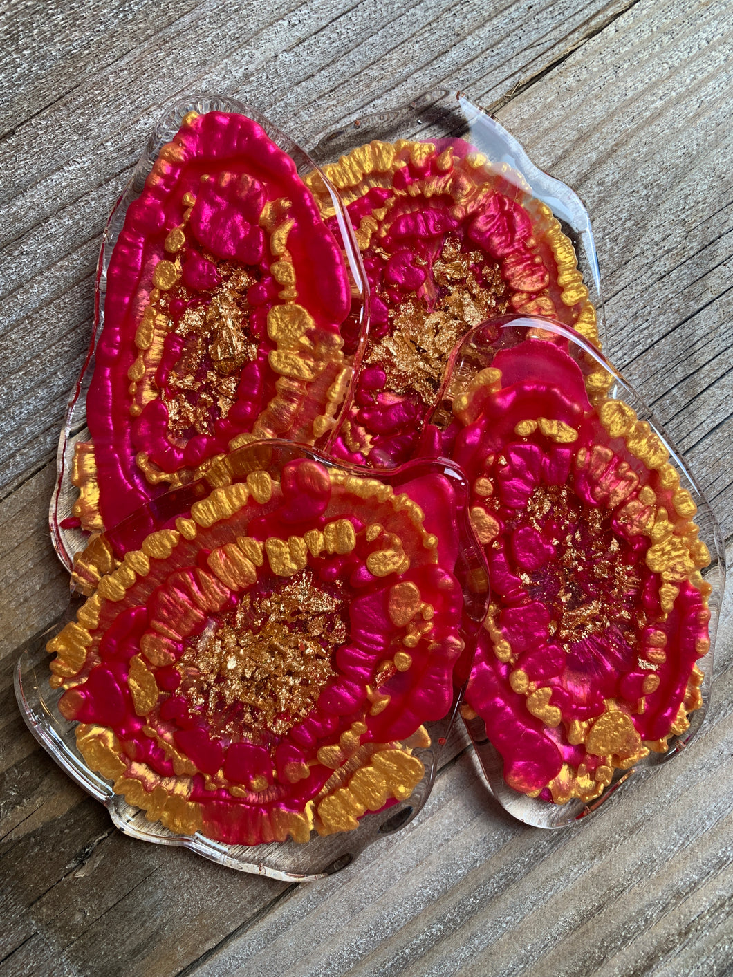 Hot Pink Agate Coasters- Set of 4