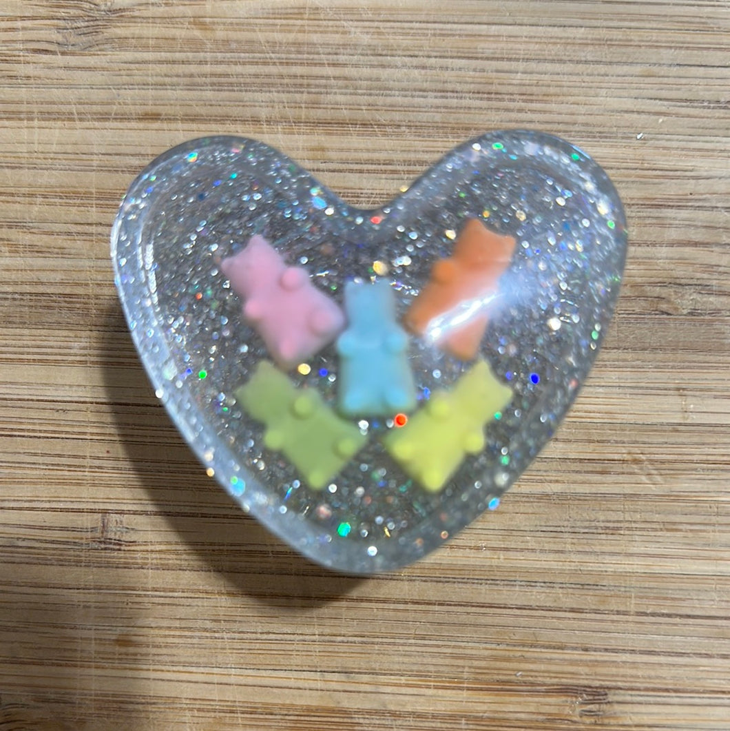 Gummy Bear Glitter Trinket Box - rounded heart
