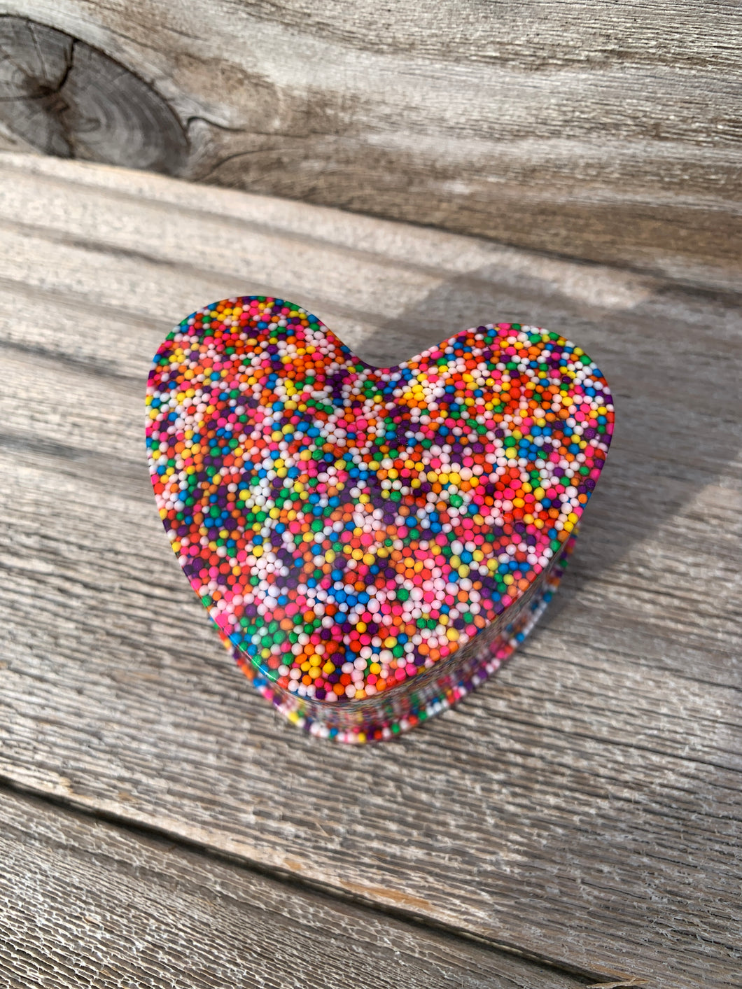 Resin Sprinkle Trinket Box - rounded heart